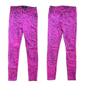NWT HUDSON Barbara High Waist Super Skinny Jeans, Magenta Pink Leopard 25 $195